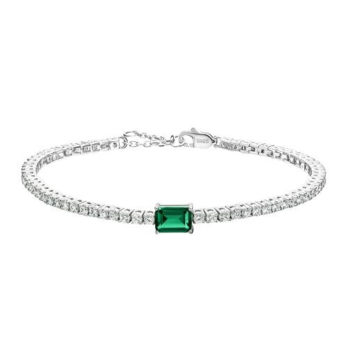 18k White Gold Plated Silver Bracelet With 3.15 Carat Total Weight Lab Grown Em